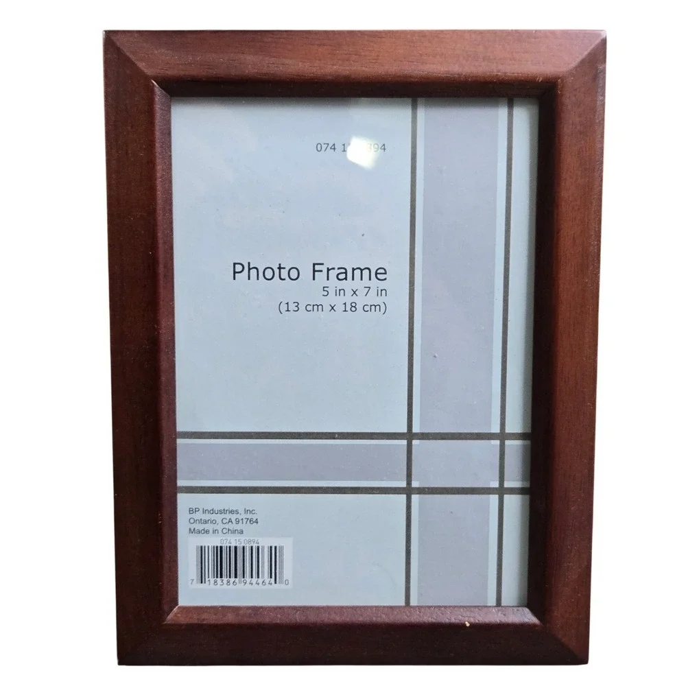 5x7 Wood Photo Frame Cherry Mahogany Finish BP Industries New